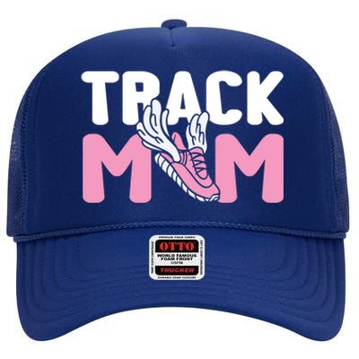 Track Mom Marathon Sprinting Athletics Runner Mother Gift High Crown Mesh Back Trucker Hat