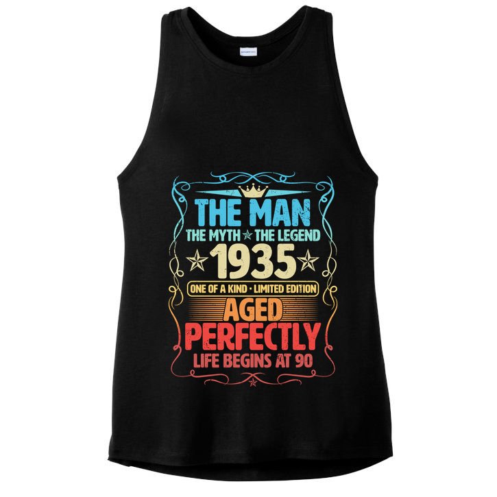 The Man Myth Legend 1935 Aged Perfectly 90th Birthday Ladies PosiCharge Tri-Blend Wicking Tank