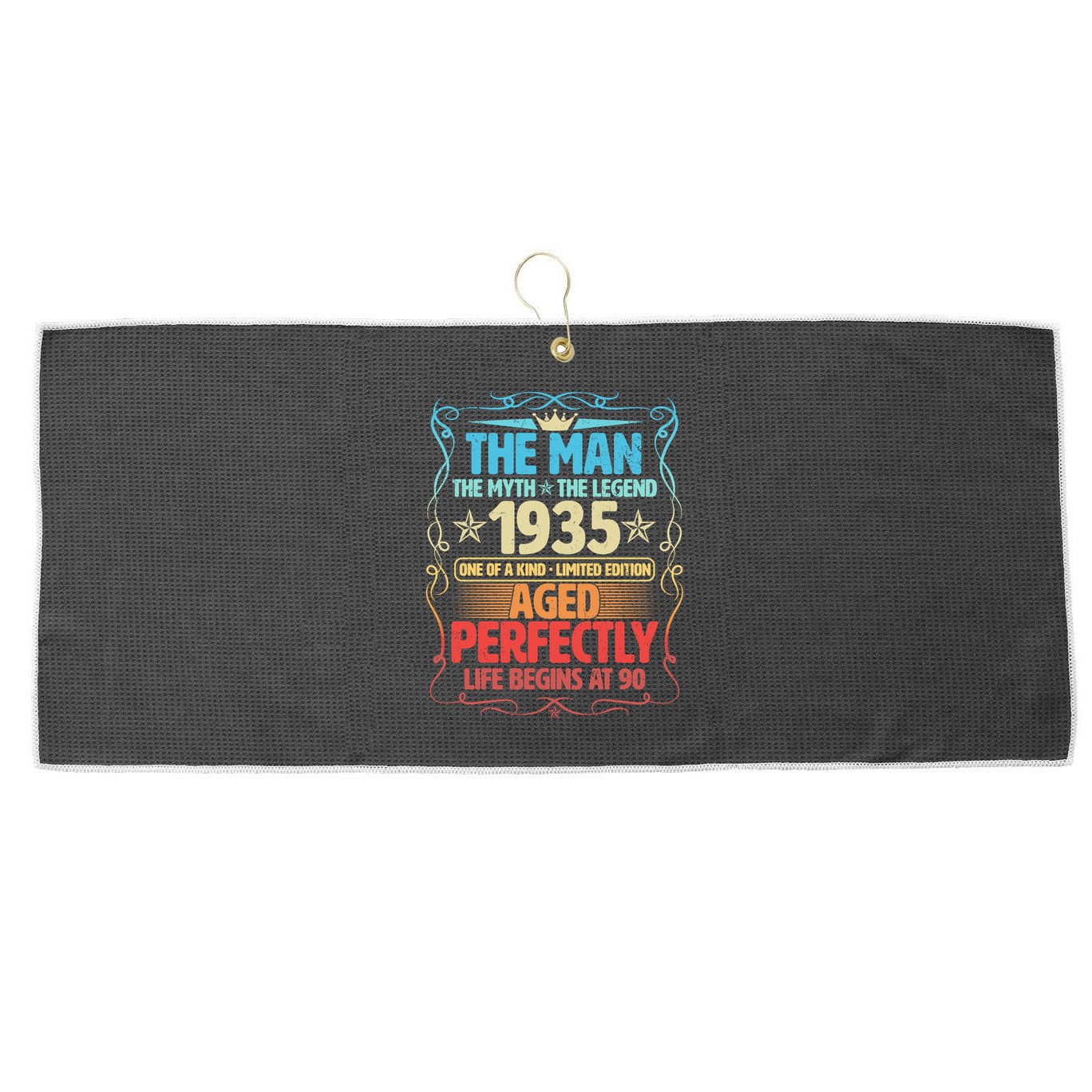 The Man Myth Legend 1935 Aged Perfectly 90th Birthday Large Microfiber Waffle Golf Towel