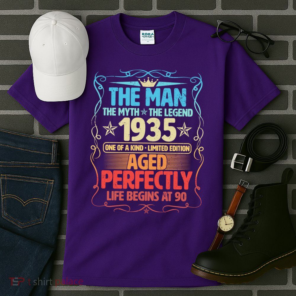 The Man Myth Legend 1935 Aged Perfectly 90th Birthday Tall T-Shirt