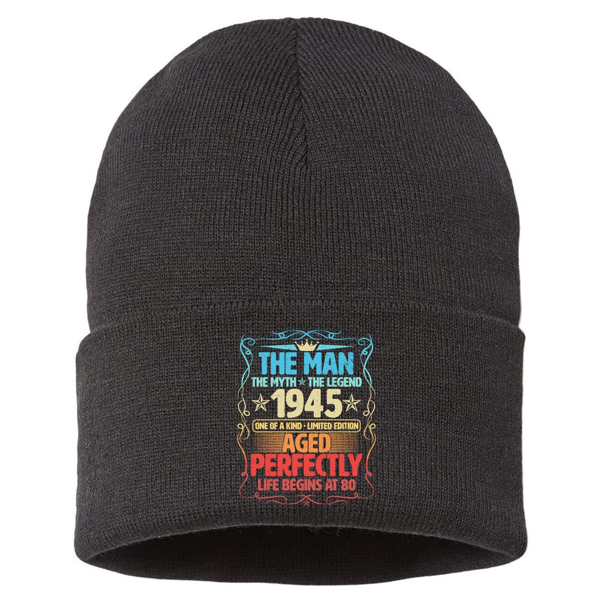 The Man Myth Legend 1945 Aged Perfectly 80th Birthday Sustainable Knit Beanie