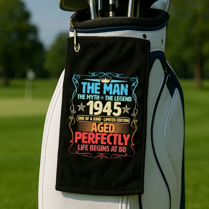 The Man Myth Legend 1945 Aged Perfectly 80th Birthday Golf Towel