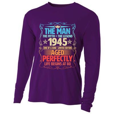 The Man Myth Legend 1945 Aged Perfectly 80th Birthday Cooling Performance Long Sleeve Crew