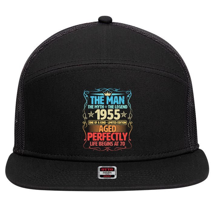 The Man Myth Legend 1955 Aged Perfectly 70th Birthday 7 Panel Mesh Trucker Snapback Hat