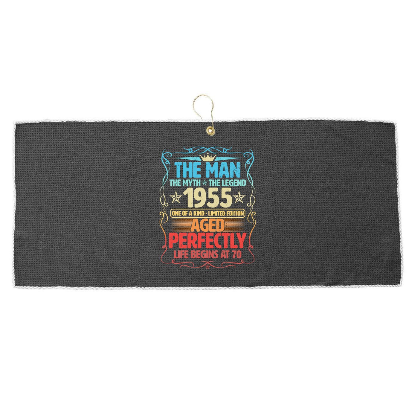 The Man Myth Legend 1955 Aged Perfectly 70th Birthday Large Microfiber Waffle Golf Towel