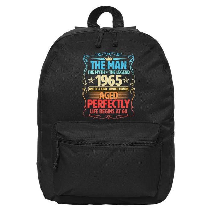 The Man Myth Legend 1965 Aged Perfectly 60th Birthday 16 in Basic Backpack
