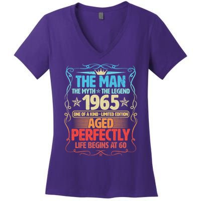 The Man Myth Legend 1965 Aged Perfectly 60th Birthday Women's V-Neck T-Shirt