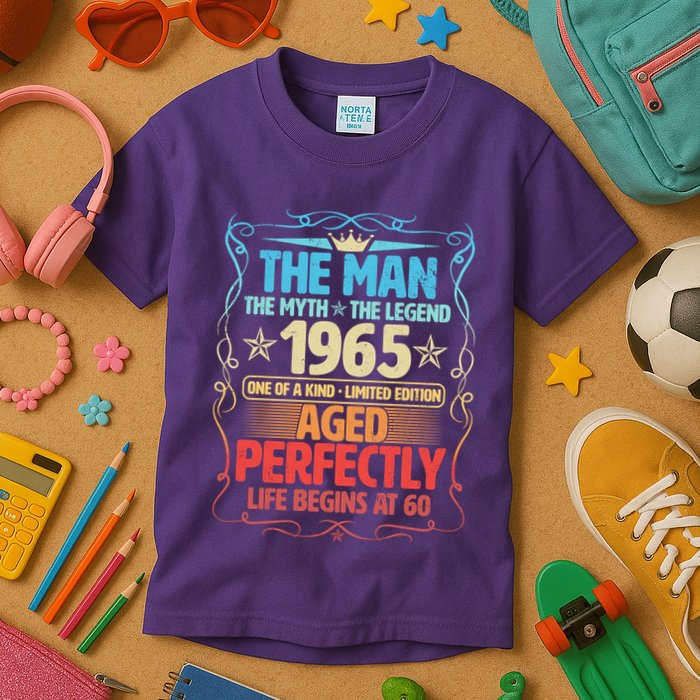 The Man Myth Legend 1965 Aged Perfectly 60th Birthday Kids T-Shirt