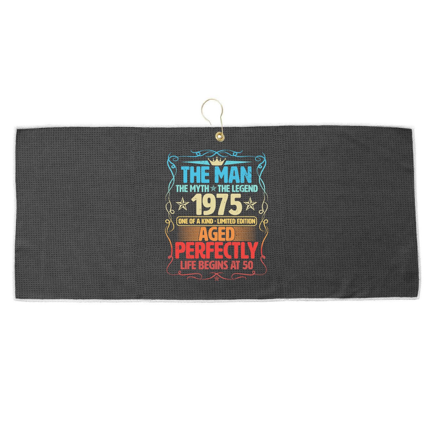 The Man Myth Legend 1975 Aged Perfectly 50th Birthday Large Microfiber Waffle Golf Towel