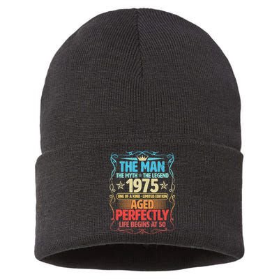 The Man Myth Legend 1975 Aged Perfectly 50th Birthday Sustainable Knit Beanie