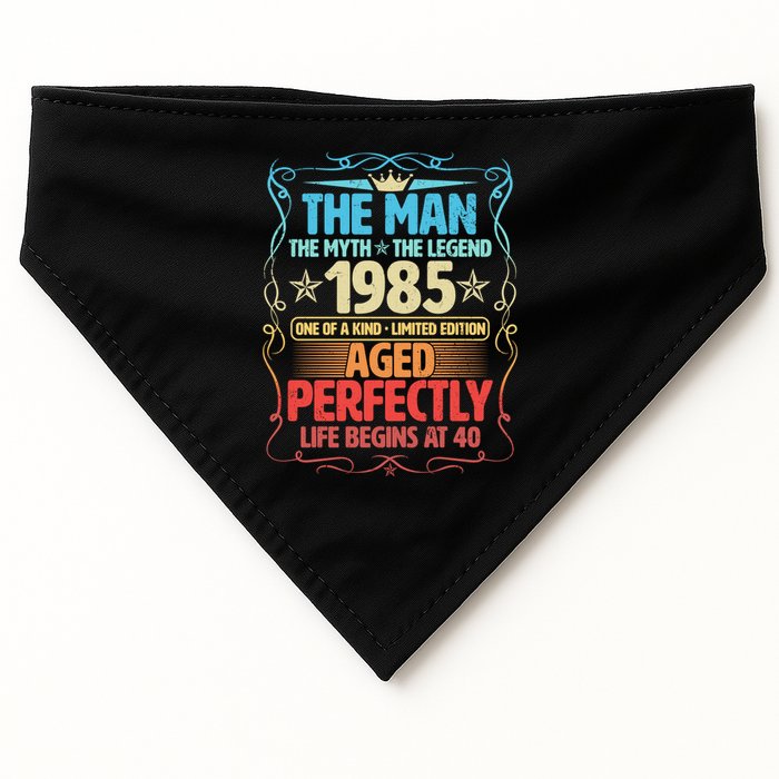 The Man Myth Legend 1985 Aged Perfectly 40th Birthday USA-Made Doggie Bandana