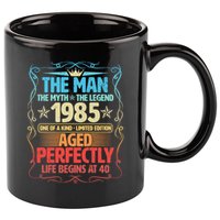 The Man Myth Legend 1985 Aged Perfectly 40th Birthday 11oz C Handle Ceramic Mug