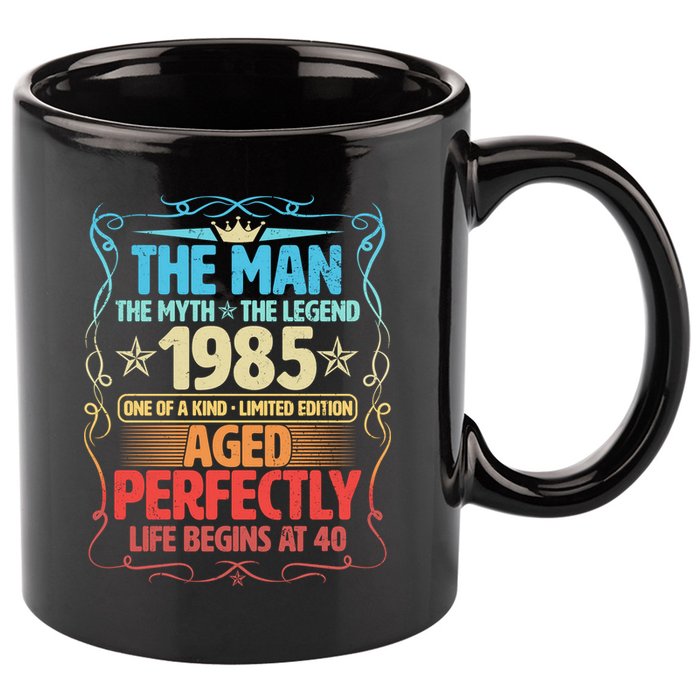 The Man Myth Legend 1985 Aged Perfectly 40th Birthday 11oz C Handle Ceramic Mug