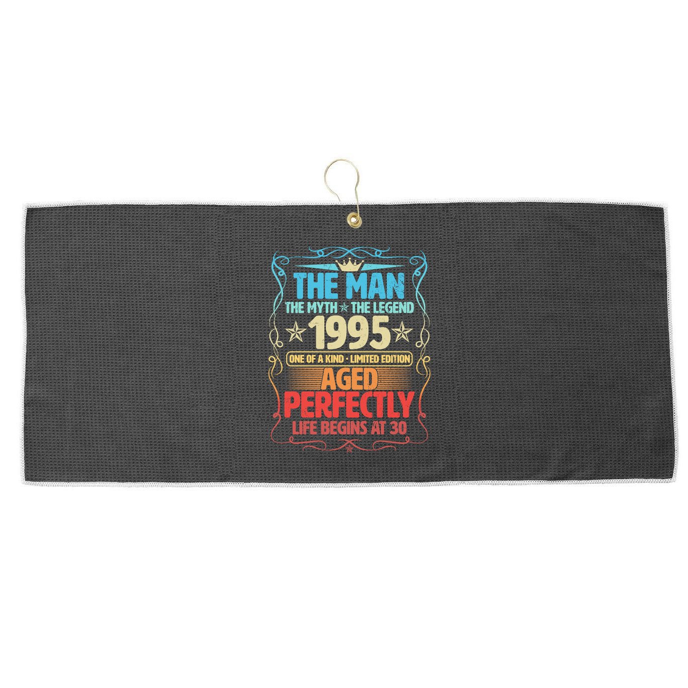 The Man Myth Legend 1995 Aged Perfectly 30th Birthday Large Microfiber Waffle Golf Towel