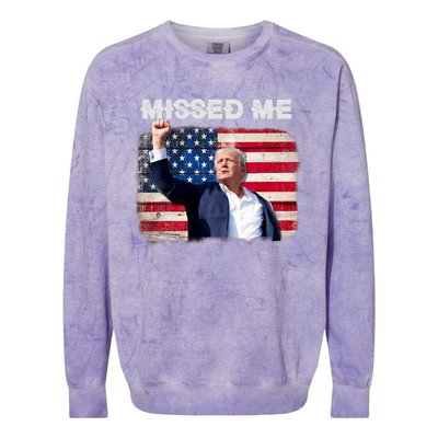 Trump Missed Me Pennsylvania Rally Patriot Usa 2024 Shot Colorblast Crewneck Sweatshirt