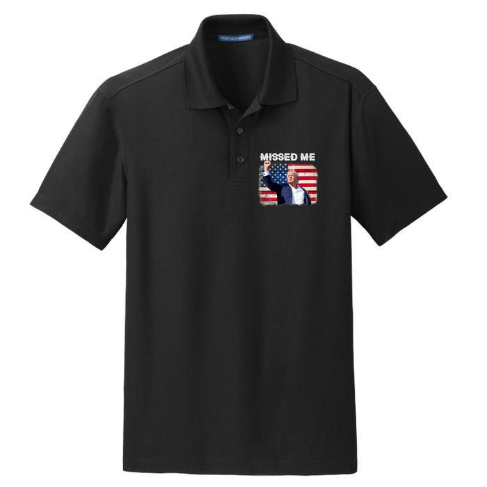 Trump Missed Me Pennsylvania Rally Patriot Usa 2024 Shot Dry Zone Grid Polo