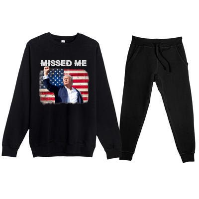 Trump Missed Me Pennsylvania Rally Patriot Usa 2024 Shot Premium Crewneck Sweatsuit Set