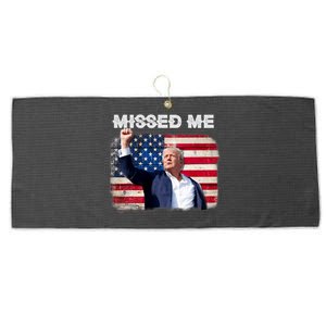 Trump Missed Me Pennsylvania Rally Patriot Usa 2024 Shot Large Microfiber Waffle Golf Towel