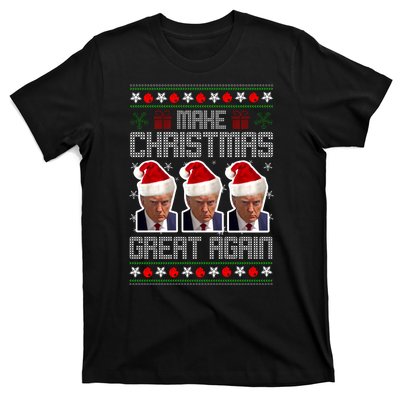 Trump Mugshot Make Christmas Great Again Funny Ugly T-Shirt