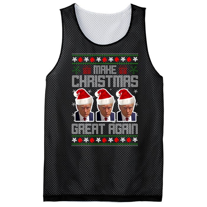 Trump Mugshot Make Christmas Great Again Funny Ugly Mesh Reversible Basketball Jersey Tank