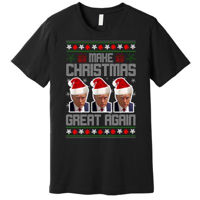 Trump Mugshot Make Christmas Great Again Funny Ugly Premium T-Shirt