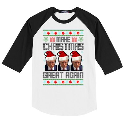 Trump Mugshot Make Christmas Great Again Funny Ugly Baseball Sleeve Shirt