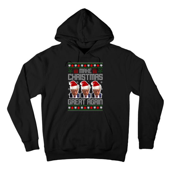 Trump Mugshot Make Christmas Great Again Funny Ugly Tall Hoodie