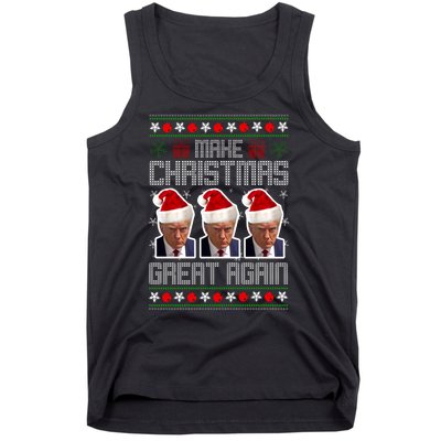 Trump Mugshot Make Christmas Great Again Funny Ugly Tank Top