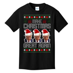 Trump Mugshot Make Christmas Great Again Funny Ugly Kids T-Shirt