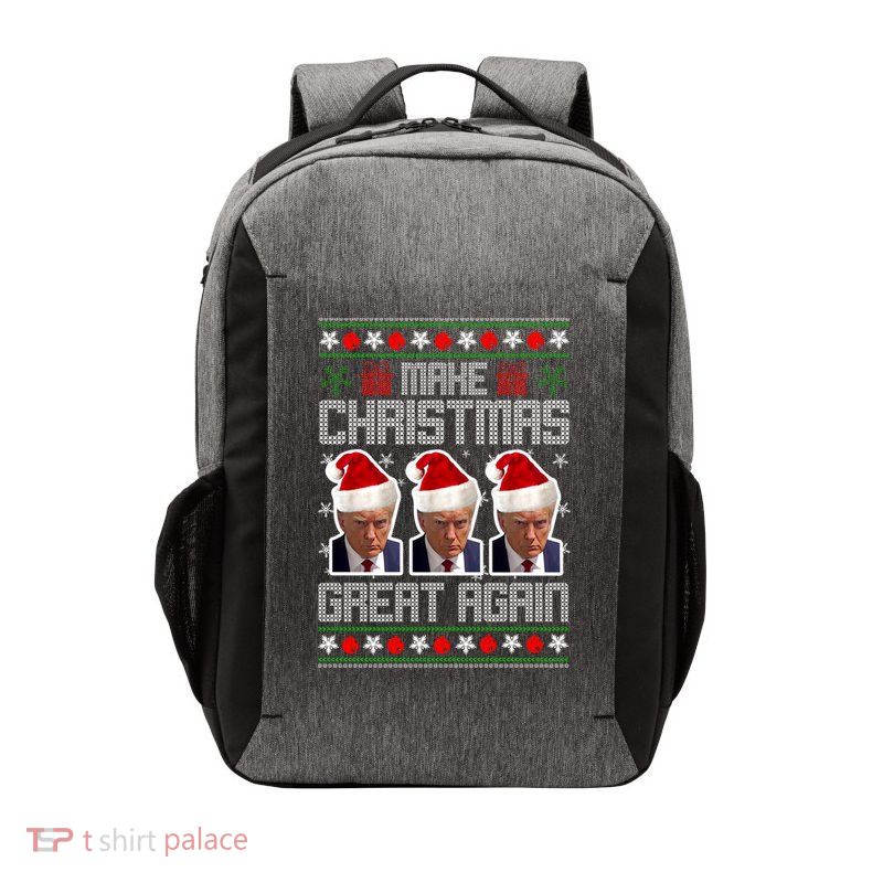 Trump Mugshot Make Christmas Great Again Funny Ugly Vector Backpack
