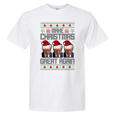 Trump Mugshot Make Christmas Great Again Funny Ugly Garment-Dyed Heavyweight T-Shirt