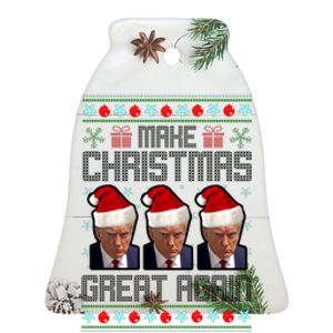 Trump Mugshot Make Christmas Great Again Funny Ugly Ceramic Bell Ornament