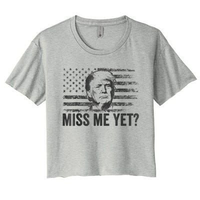 Trump Miss Me Yet Trump 2024 America Flag I'll Be Back 4th Women's Crop Top Tee