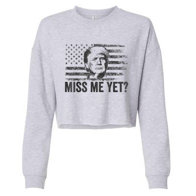 Trump Miss Me Yet Trump 2024 America Flag I'll Be Back 4th Cropped Pullover Crew