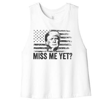 Trump Miss Me Yet Trump 2024 America Flag I'll Be Back 4th Women's Racerback Cropped Tank