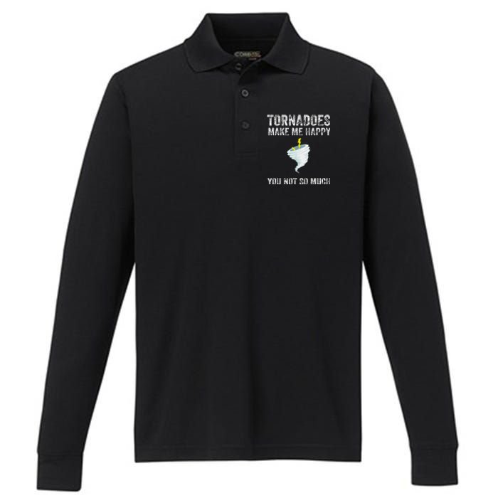 Tornadoes Make Me Happy You Not So Much Performance Long Sleeve Polo