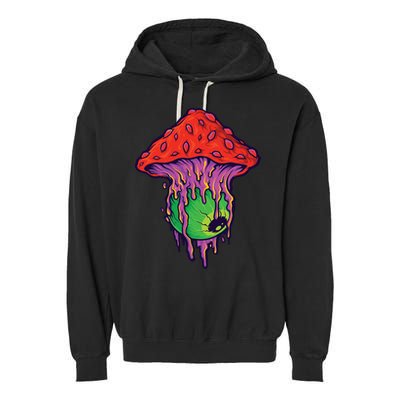Trippy Melting Mushroom Garment-Dyed Fleece Hoodie