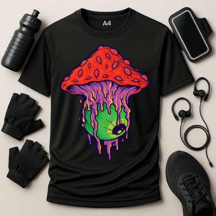 Trippy Melting Mushroom Cooling Performance Crew T-Shirt