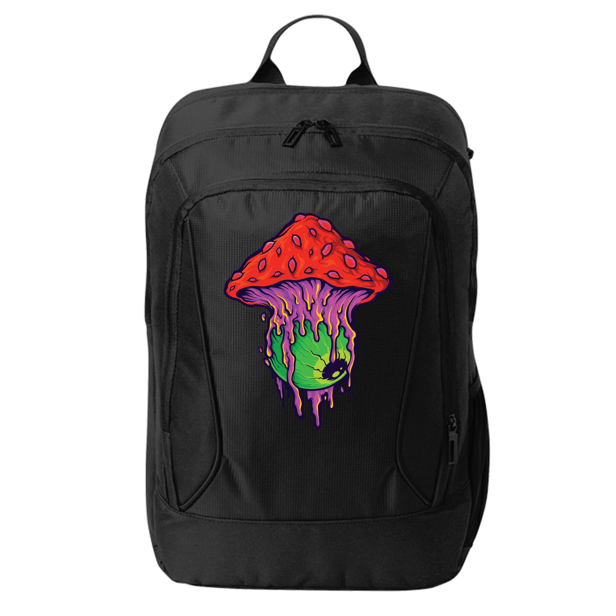 Trippy Melting Mushroom City Backpack