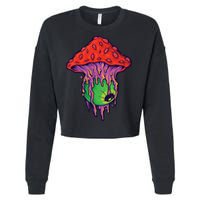 Trippy Melting Mushroom Cropped Pullover Crew