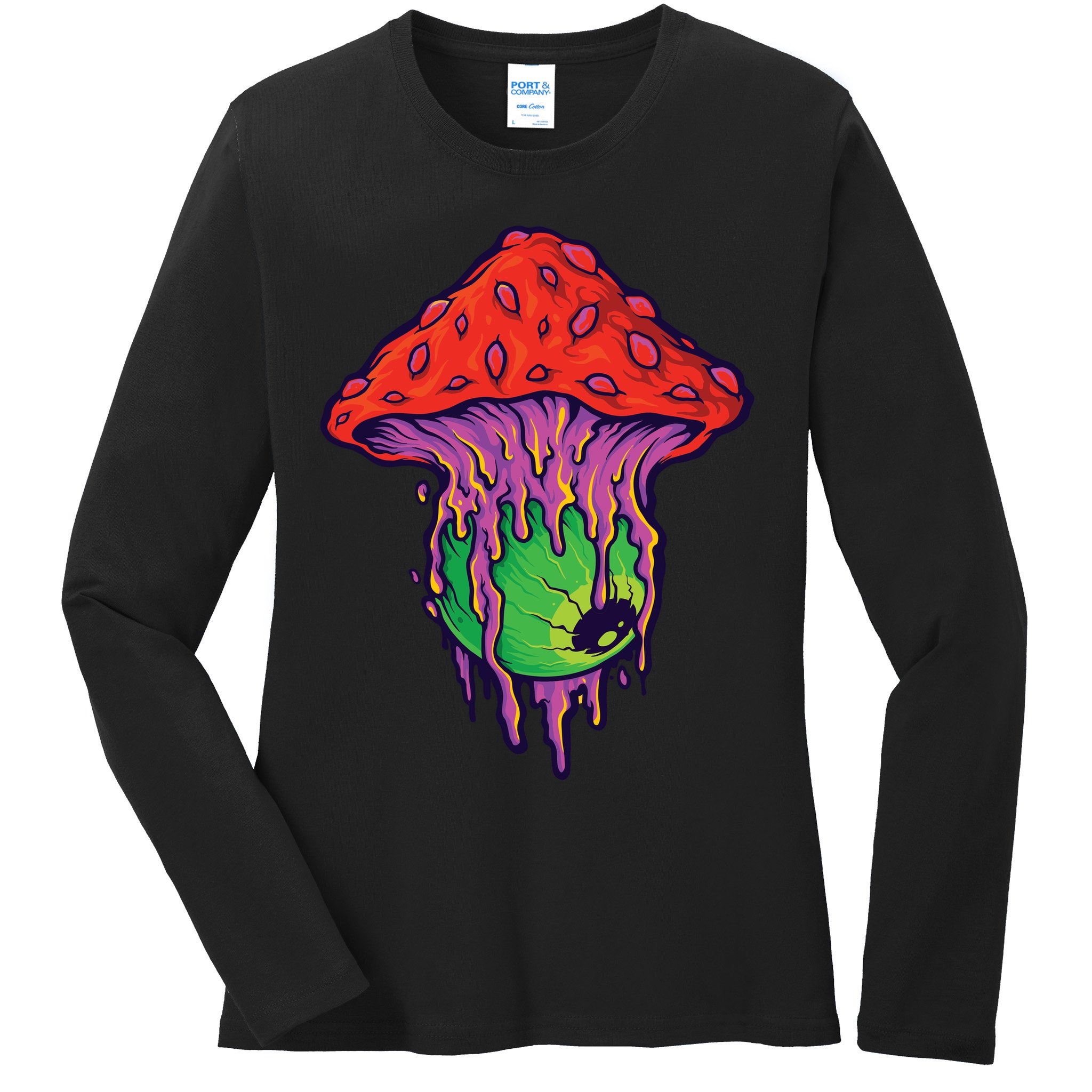 Trippy Melting Mushroom Ladies Long Sleeve Shirt