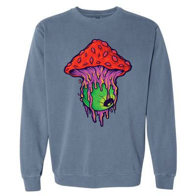 Trippy Melting Mushroom Garment-Dyed Sweatshirt