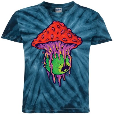 Trippy Melting Mushroom Kids Tie-Dye T-Shirt