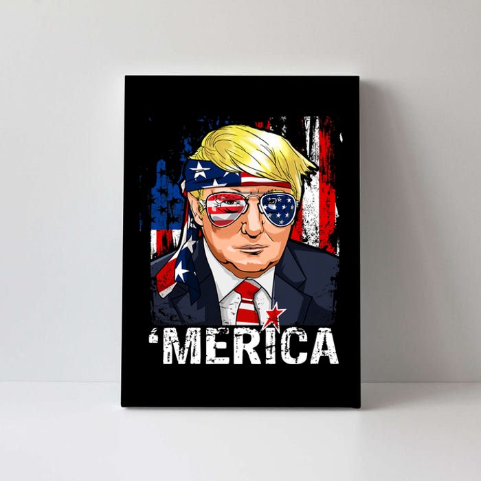 Trump Merica Murica 4th Of July American Flag Canvas