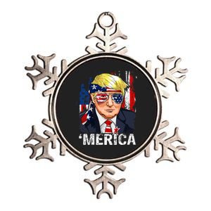 Trump Merica Murica 4th Of July American Flag Metallic Star Ornament