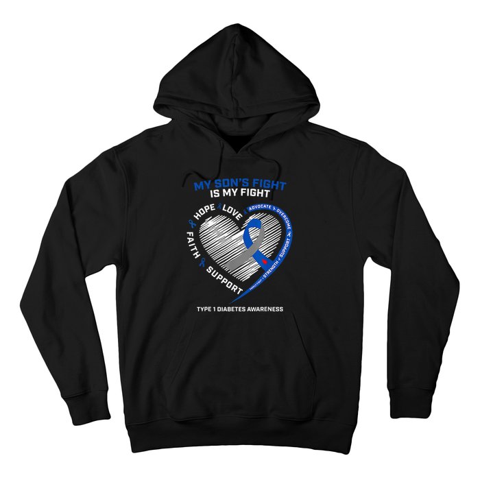 T1d Mom My SonS Fight Is My Fight Type 1 Diabetes Awareness Hoodie