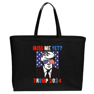 Trump Miss Me Yet Trump 2024 Patriotic Cotton Canvas Jumbo Tote