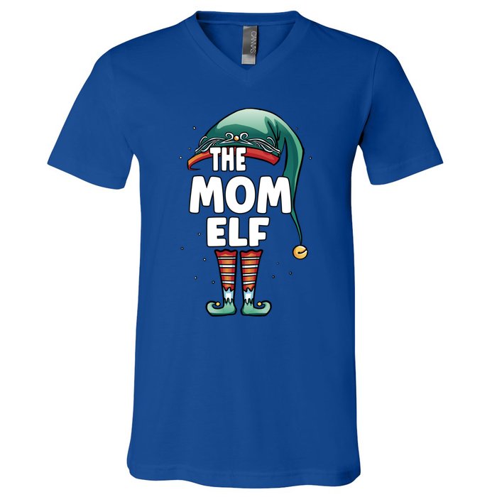 The Mom Mother Elf Partner Look Family Outfit Christmas Funny Gift V-Neck T-Shirt