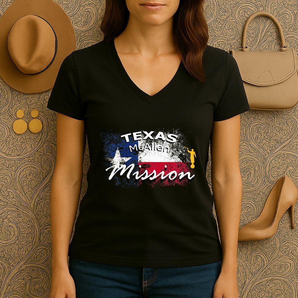 Texas Mcallen Mormon Lds Mission Missionary Women's V-Neck T-Shirt