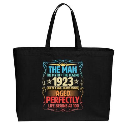 The Man Myth Legend 1923 Aged Perfectly 100th Birthday Cotton Canvas Jumbo Tote